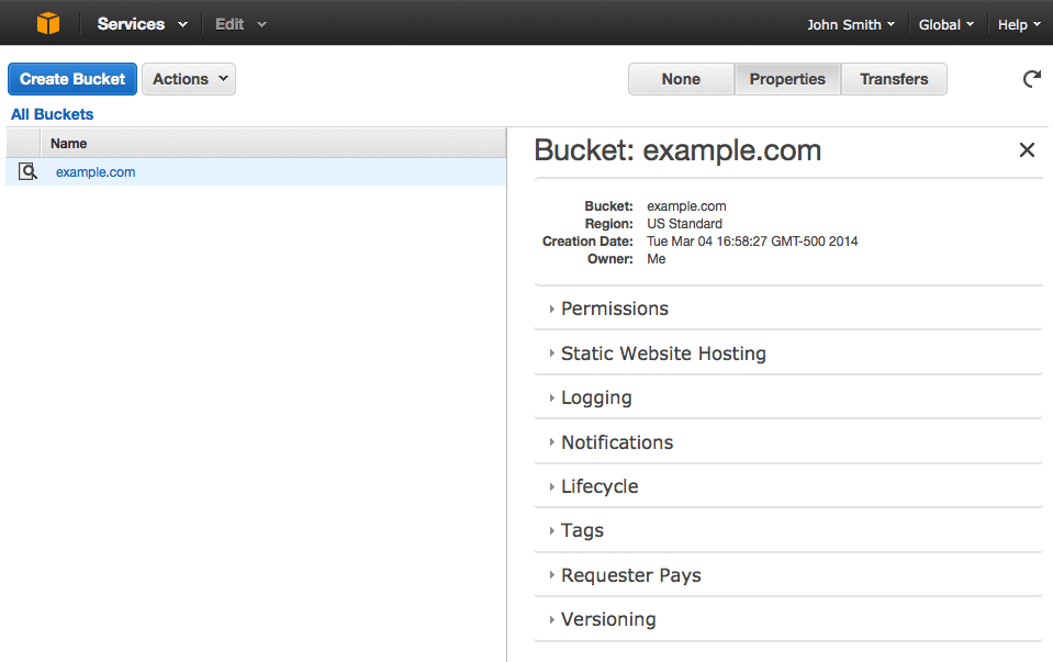 Viewing your bucket in the AWS console