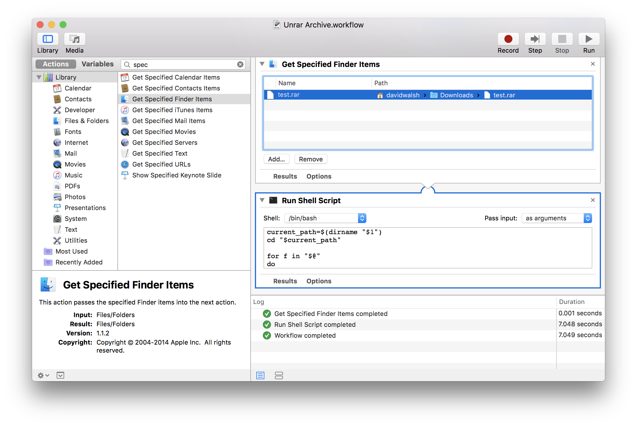 automator mac run on logout