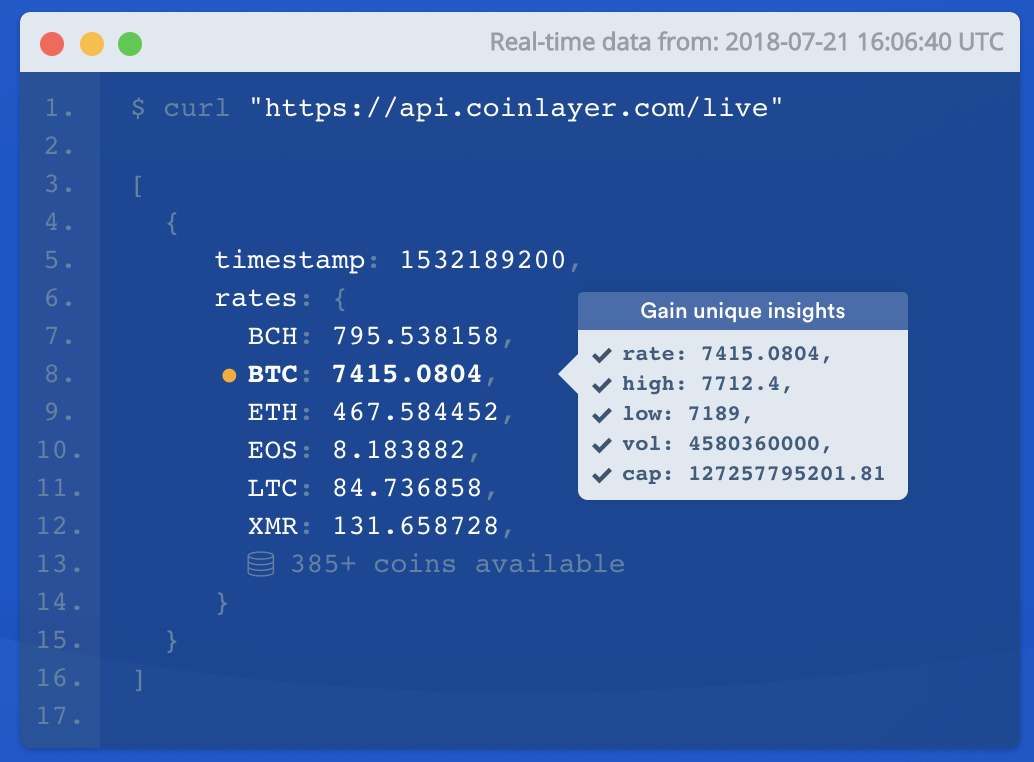 cryptocurrency rates api