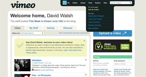 Vimeo Homepage